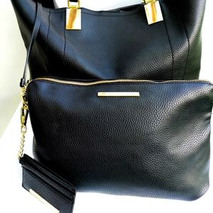 Steve Madden Large Black Tote / 3 piece set, NWOT